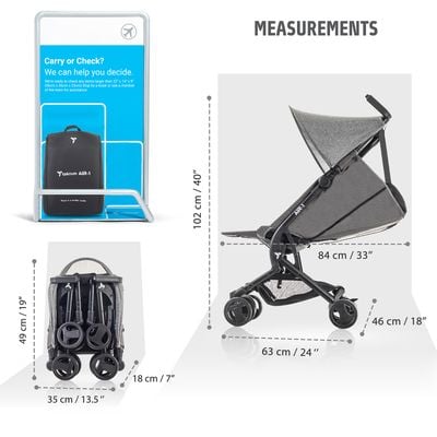 Teknum AIR - 1 Travel Stroller w / Carry Backpack - Grey